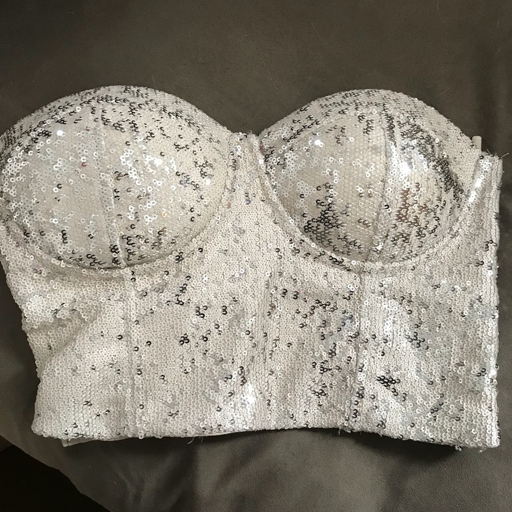 Reversible Sequin Crop Bustier